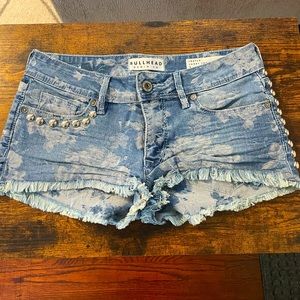 Custom Studded Floral Denim Jean Shorts